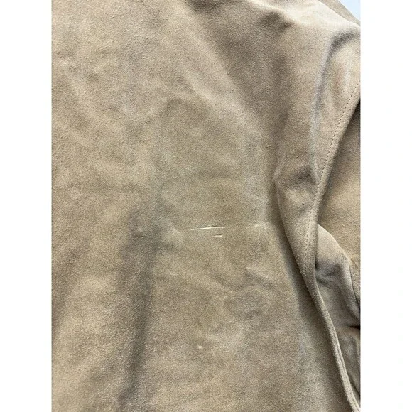 Vintage Eddie Bauer Men's Outdoor Tan Khaki Full Zip Leather Suede Size XL Tall